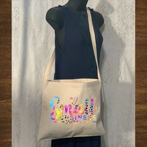 Small Business Owner Crossbody Messenger Canvas Tote Bag with Long Straps